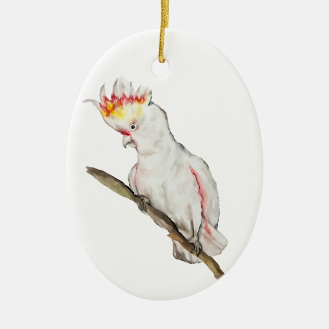 Wasserfarbe zeichnend Kakaduspapagei Keramik Ornament (Vorne)