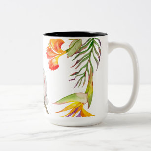 Wasserfarbe zeichnend Kakaduspapagei Zweifarbige Tasse