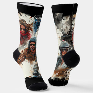 Wasserfarbe zeichnend MotoBikers Socken