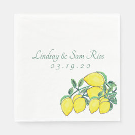 Wasserfarbe Zitronenbrocken Zitrusfrüchte Hochzeit Serviette