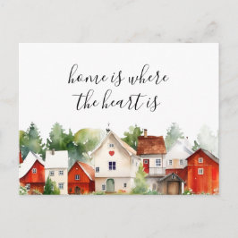 Wasserfarbe Zuhause ist, wo das Herz ist echtes An Postkarte