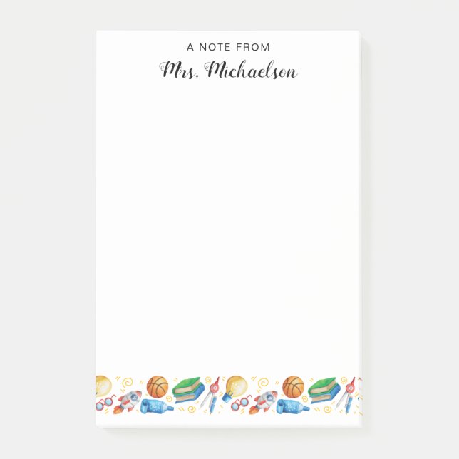 Wasserfarbe Zurück zu Schullehrern Post-it Klebezettel (Vorderseite)