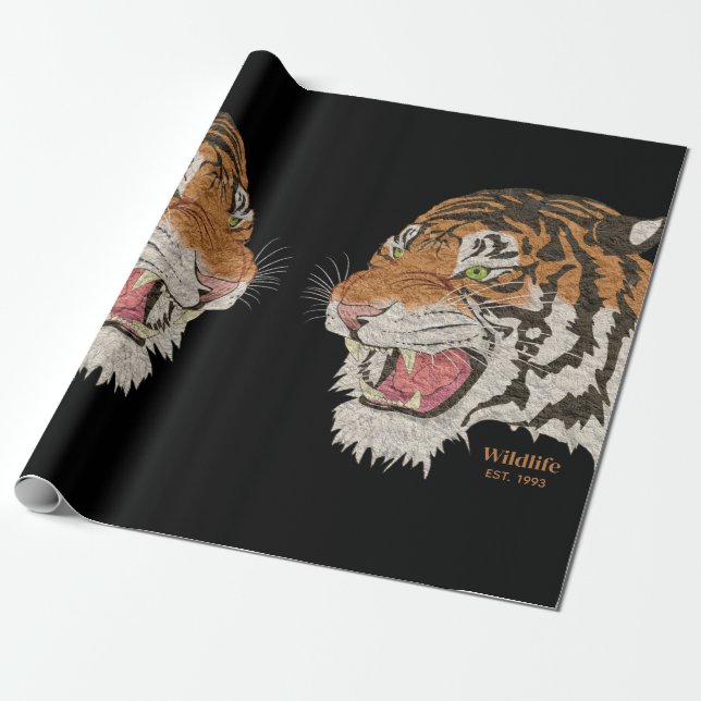 Wasserfarbe zwei wütende Tiger von Angesicht zu An Geschenkpapier (Ungerollt)