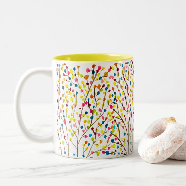 Wasserfarbe Zweifarbige Tasse (Mit Donut)