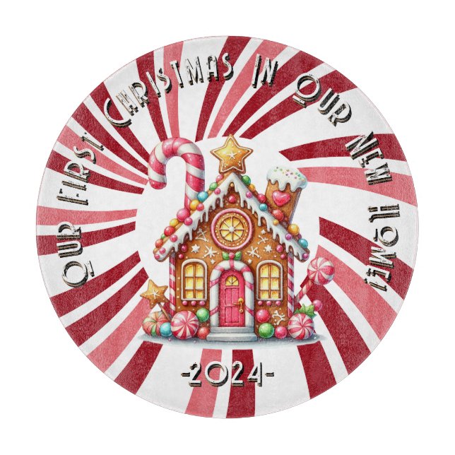 WasserfarbeErste Weihnachtsfeier Neue Zuhause Cutt Schneidebrett (Vorderseite)