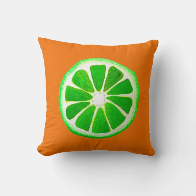 Wasserfarbekunst der Limonen Frucht der Kissen (Vorderseite)
