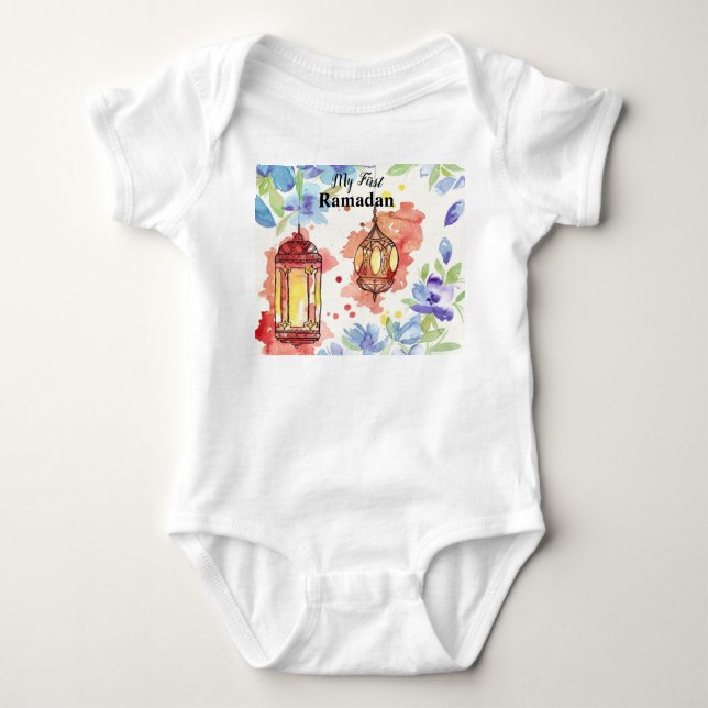 Wasserfarbelaterne Herrn First Ramadan Baby Strampler (Vorderseite)