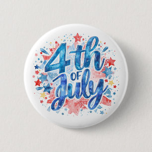 Wasserfarben 4. Juli Patriotisch Button