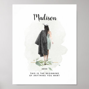 Wasserfarben-Abschluss-Girl Inspiration Poster