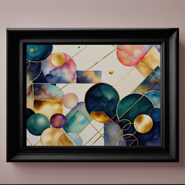 Wasserfarben Abstrakt geometrische Malerei Gold 4: Poster (Von Creator hochgeladen)