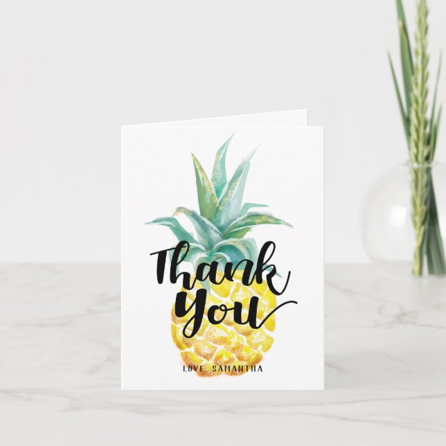 Wasserfarben Ananas gefaltet Danke (Vorderseite)