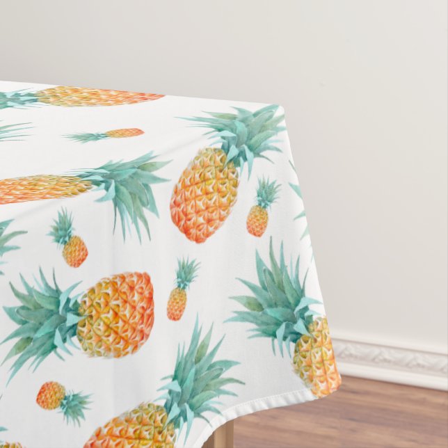 Wasserfarben Ananas Muster auf Weiß Tischdecke (Beispiel)
