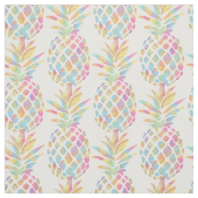 Wasserfarben Ananas tropisches Regenbogenmuster Stoff (Muster)