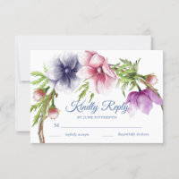 Wasserfarben-Anemone-Blume Hochzeitungs-RSVP-Karte