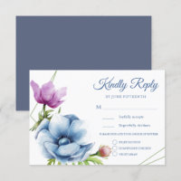 Wasserfarben-Anemone-Blume Hochzeitungs-RSVP-Karte