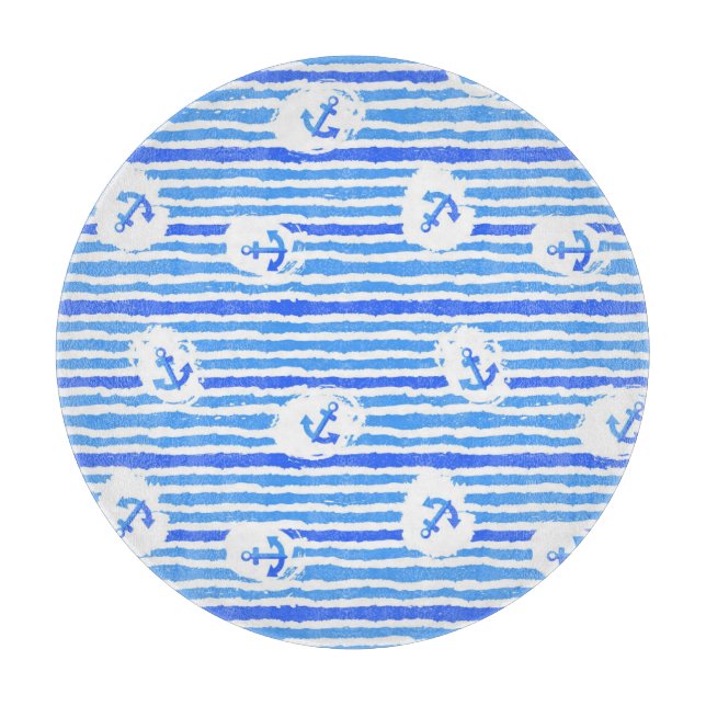 Wasserfarben-Ankermuster 1 Schneidebrett (Vorderseite)