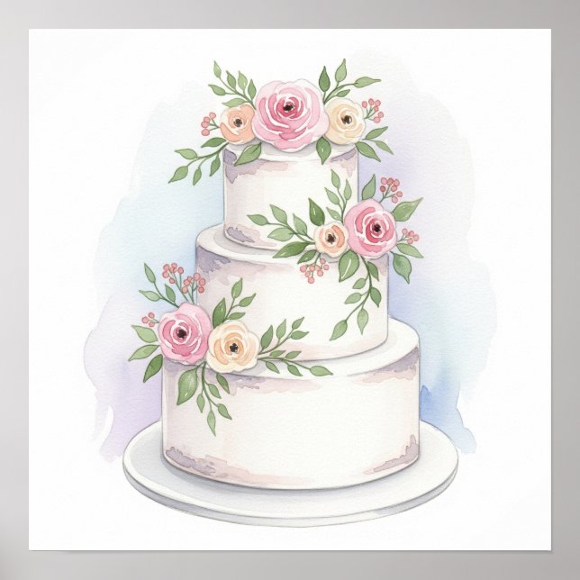 Wasserfarben Art Hochzeitskunst drucken Poster (Vorne)
