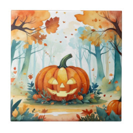 Wasserfarben Autumn Pumpkins Harvest Forest Fliese