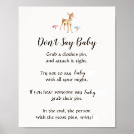 Wasserfarben Baby Deer "Don't Say Baby" Duschspiel Poster