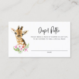 Wasserfarben-Baby-Giraffe-Floral-Windeln-Faltkarte Visitenkarte