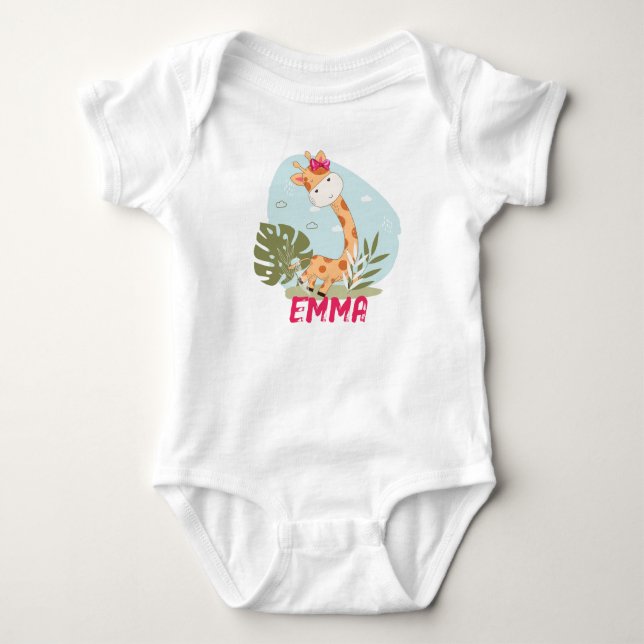 Wasserfarben-Baby Giraffe, Safari-Tiere Baby Strampler (Vorderseite)