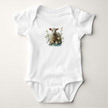 Wasserfarben-Baby-Lamm mit Blume