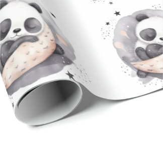 Wasserfarben-Baby-Panda-Bär beim Schlafen Geschenkpapier