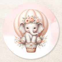 Wasserfarben-Baby-Shower-Pfirsich-Elefant
