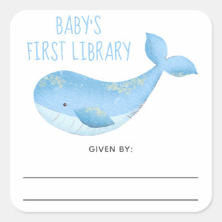 Wasserfarben - Babydusche Buchzeichen Quadratischer Aufkleber
