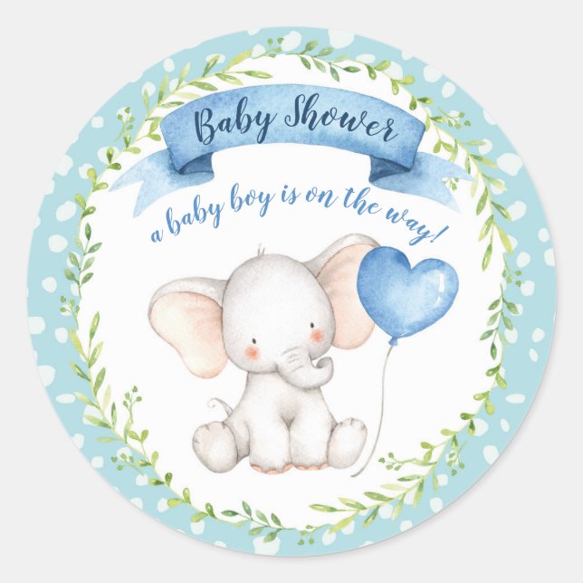 Wasserfarben-Babydusche, Junge, STICKER (Vorderseite)