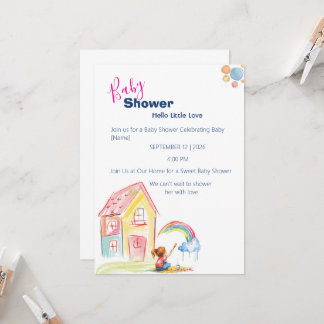 Wasserfarben-Babymädchen-Baby-Shower-Einladung Einladung