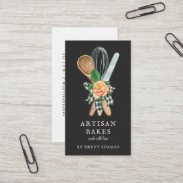 Wasserfarben Backbäcker Kochen Utensitis Schwarz Visitenkarte