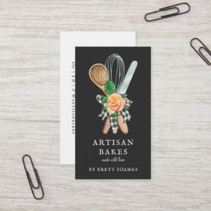 Wasserfarben Backbäcker Kochen Utensitis Schwarz Visitenkarte