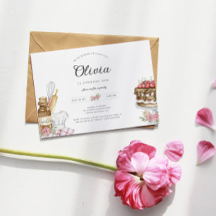 Wasserfarben Backen Geburtstagsparty Einladung