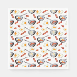 Wasserfarben Bacon & Eggs Frühstücksbuffet Muster Serviette