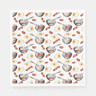 Wasserfarben Bacon & Eggs Frühstücksbuffet Muster Serviette