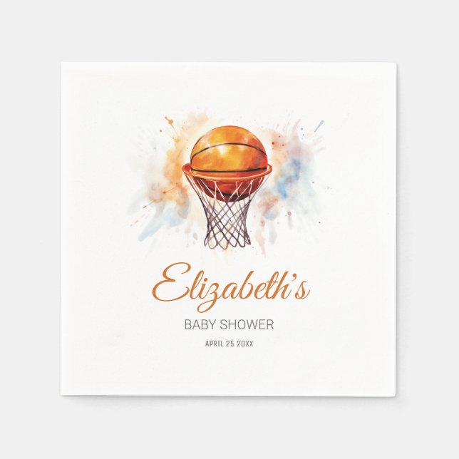Wasserfarben Basketball Babydusche Serviette (Vorderseite)