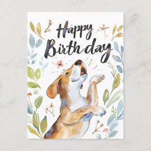 Wasserfarben-Beagle-Hund Geburtstag Postkarte