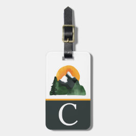 Wasserfarben-Bergsicht, Sonnenuntergang, Kinderspi Gepäckanhänger