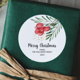 Wasserfarben Berry und Branchen Urlaub Runder Aufkleber