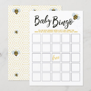Wasserfarben BienenBaby-Dusche Bingo Einladung