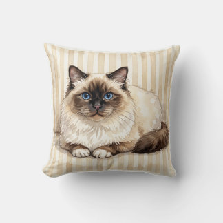 Wasserfarben-Birman-Katze-Akzentschoner Kissen