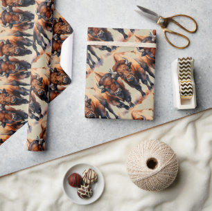 Wasserfarben Bison Buffalo Art Geschenkpapier