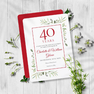 Wasserfarben Blätter Save the Date 40 Jahre Einladung