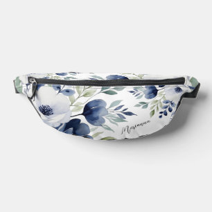Wasserfarben Blau und Weiß BlumenBouquet Bauchtasche