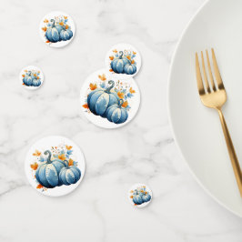Wasserfarben, blaue Pumpkins und Herbstleaves Konfetti