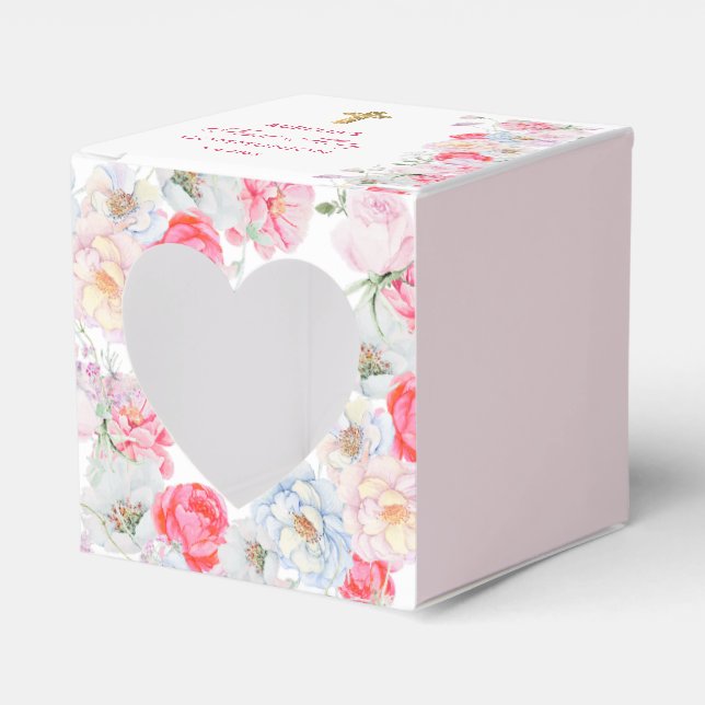 Wasserfarben Blume Erstkommunion Herz Geschenkschachtel (Vorderseite)