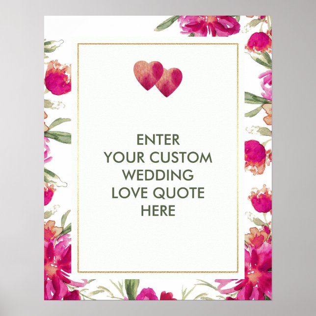 Wasserfarben-Blume Hochzeitsszenario für benutzerd Poster (Vorne)