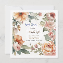 Wasserfarben-Blume Minimale Brautparty-Karte