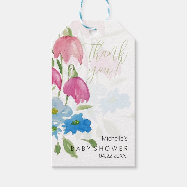 Wasserfarben-Blume mit Blütenboden und Blütenblätt Geschenkanhänger (Vorderseite)